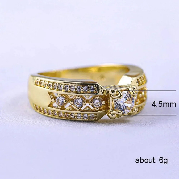 💥14K Gold Plated Beautiful Fashionable CZ Ring, GPMB1496 - Picture 7 of 8